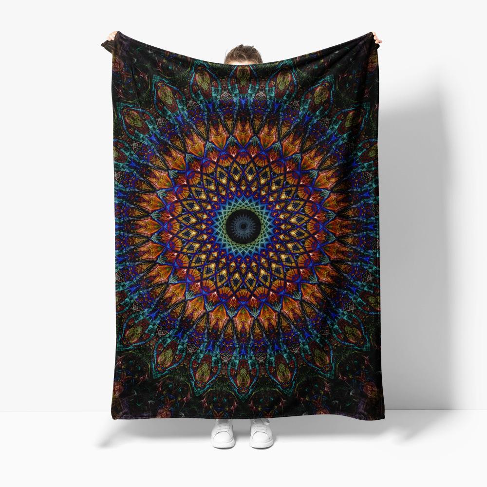 

Psychedelic Abstract Floral Mandala Print Blanket Bedspread Sofa Cover Decorative Throw Rug 100x150cm