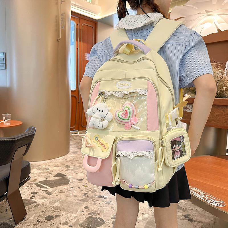 School bag, high value, large capacity, transparent and cute, junior high school student computer backpack, high school student backpack tide