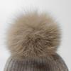 MAIA Fox Fur Pom Pom Beanie Hat - Brown