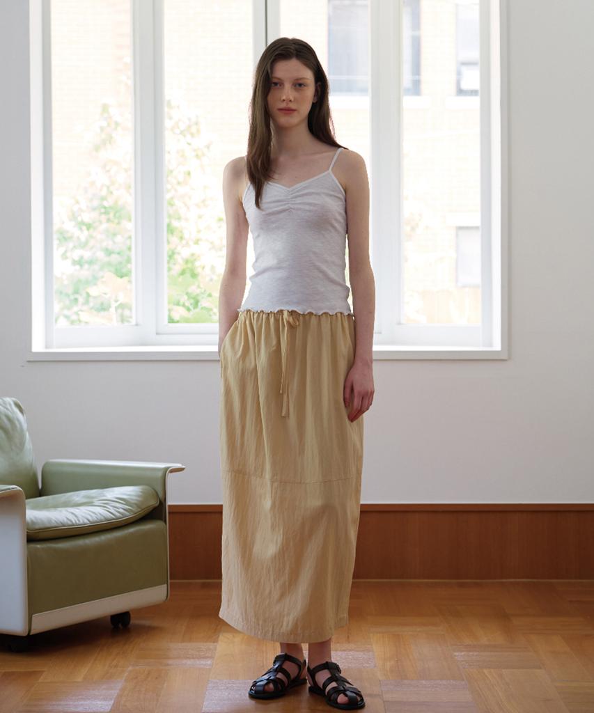 Button Banding Midi Skirt (Butter)