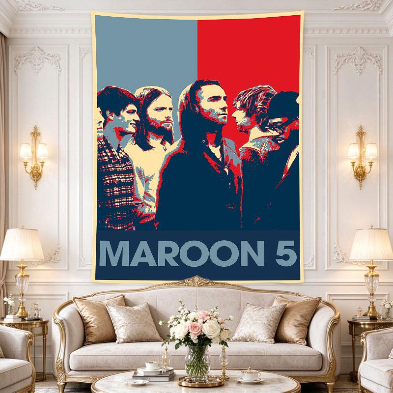 Maroon 5 Band Retro Red Blue Pop Art Concert Poster