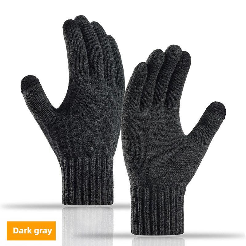 New Autumn and Winter Knit Gloves, Plus Size Men's Cold-Resistant Warm Gloves, Oversized Women's Touchscreen Gloves