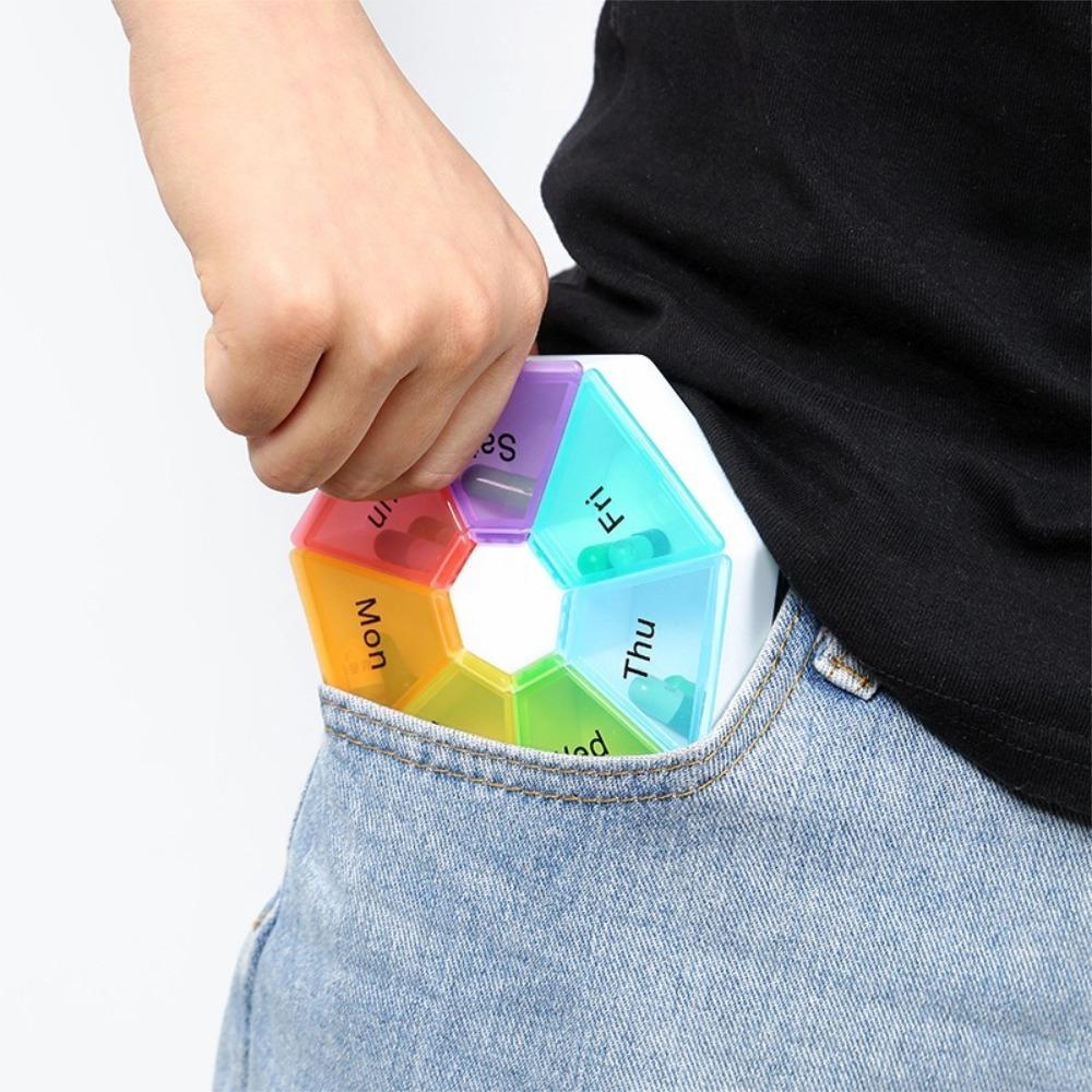 New Mini 7 Day Weekly Colorful Petal Pill Cases Organizer Box PP Food Grade Material, Portable Medicine Splitter Case Medicine