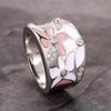 2025 Women's Wedding Party Beautiful Enamel Flower Ring New Silver European and American Style Luxury Zircon Jewelry Gift