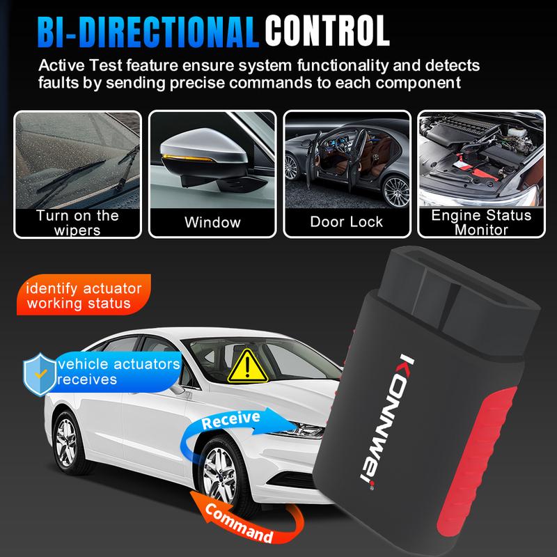 KONNWEI Car OBD2 Full System Scanner Bluetooth Connection App Scan Faults View EPB/DPF Reset Functions Car OBD2 Diagnosis Tool