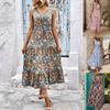 Independent Station Summer Hot Sale European and American Leisure Vacation Interior Flower Printing Sleeveless Dress Women