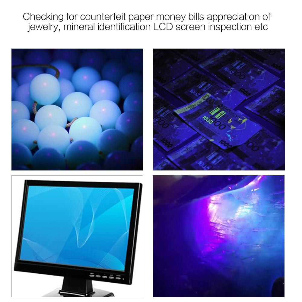 3 Farben Ultraviolett UV Weiß Gelb Taschenlampe Fackel Lampe Handheld Licht Für Jade Geld Test