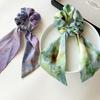 Hair Tie for Women, Silk-Like Fabric Soft Touch Hair Rope, Artistic Oil Painting Print Hair Band for Low Ponytail Versatile Hair Accessories