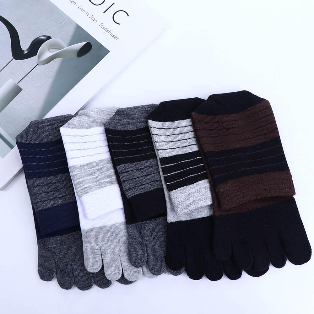 Sport Breathable Cotton Simple Casual Socks With Toes Five Finger Socks Stripe Hosiery Man Socks