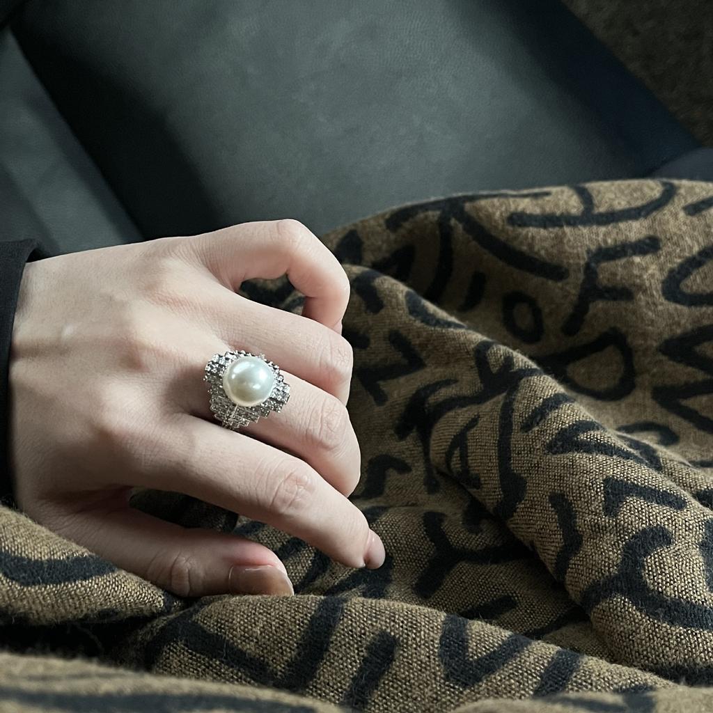 Perle Zirkon Ring Damen Leichter Luxus Design Exquisiter Zeigefingerring Wunderschöner Ring Handschmuck