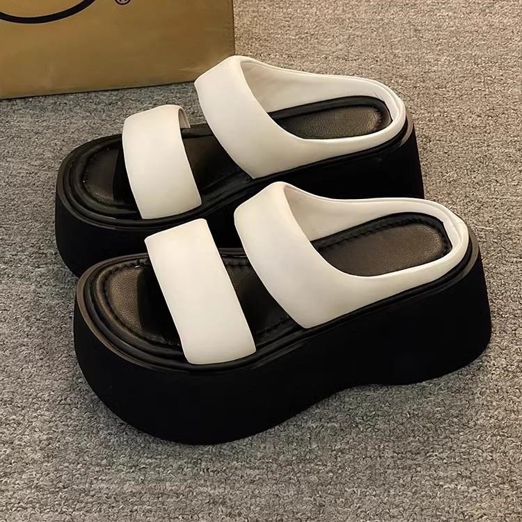 

2025 new thick-soled high-heeled small cool slippers women s summer wear super hot fashion with skirt beach shoes 40