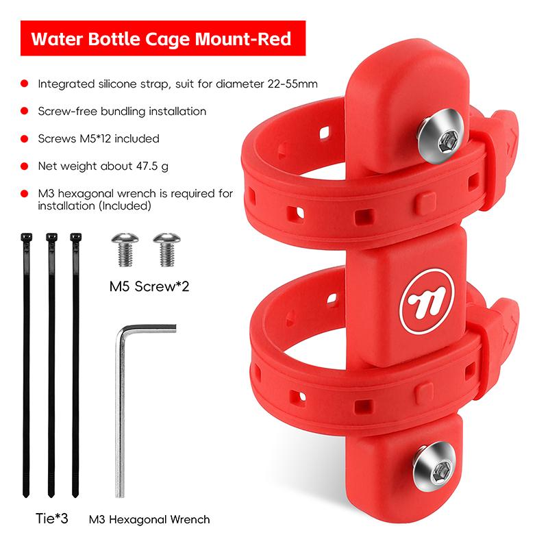 WEST BIKING Bicycle Water Bottle Holder Silicone Non-slip Straps Set MTB Road Bike Bottle Stand With Adaptor Cycling Accessories Cup Holders 5