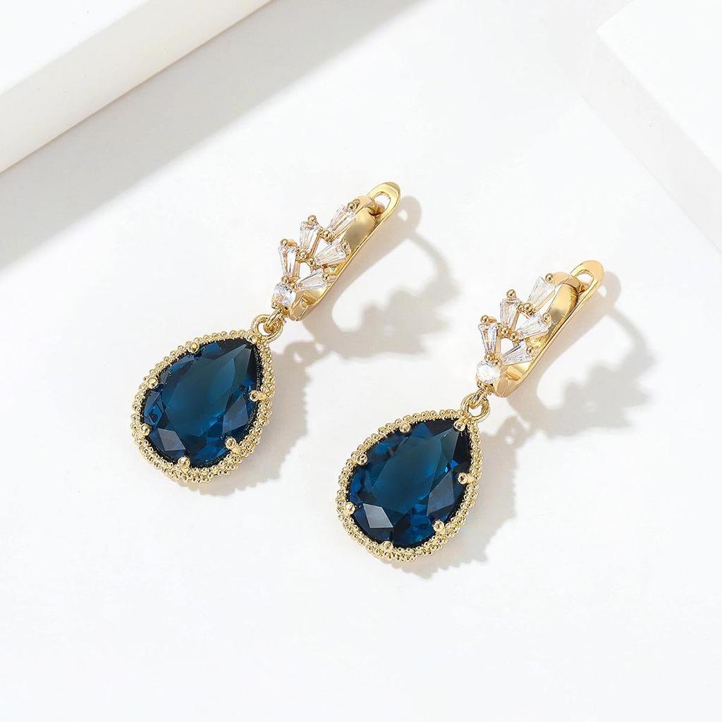 High-Quality Retro Geometric Crystal Glass Earrings