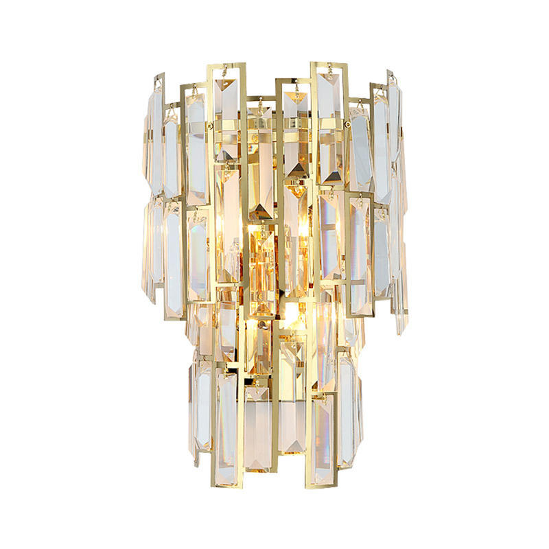 

Crystal Kinket 25cm, Tricolor Wall Lamp 220V E14*2, Simple and Creative Night Light in the Background, Gold