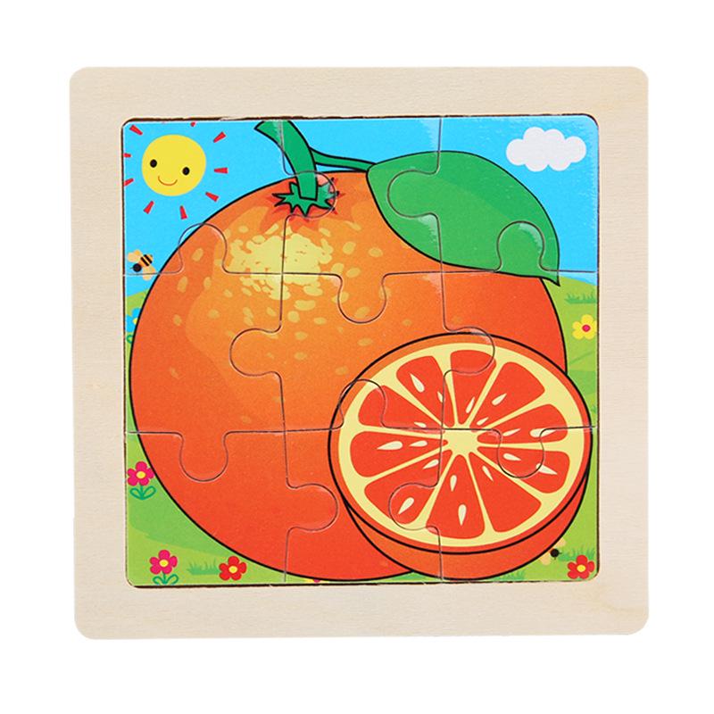 9-Piece Wooden Cartoon Animal Transport Jigsaw Toy for Early Education