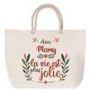 Beach Bag - PLANETEE - Life Is More Beautiful with Mamy - Rope Handle - Large Size - Printed Cotton France