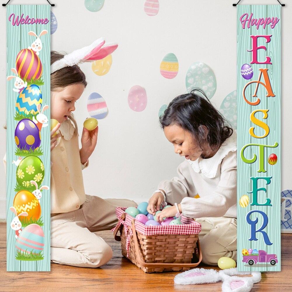 Oster-Couplet Willkommen Frohe Ostern Banner für Frühling Innen Außen