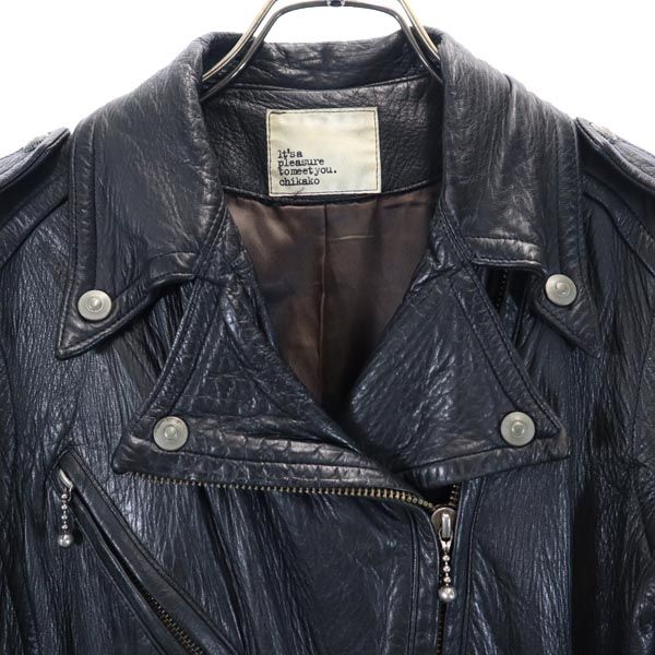 Chikako Leather Riders Jacket Black Women Used