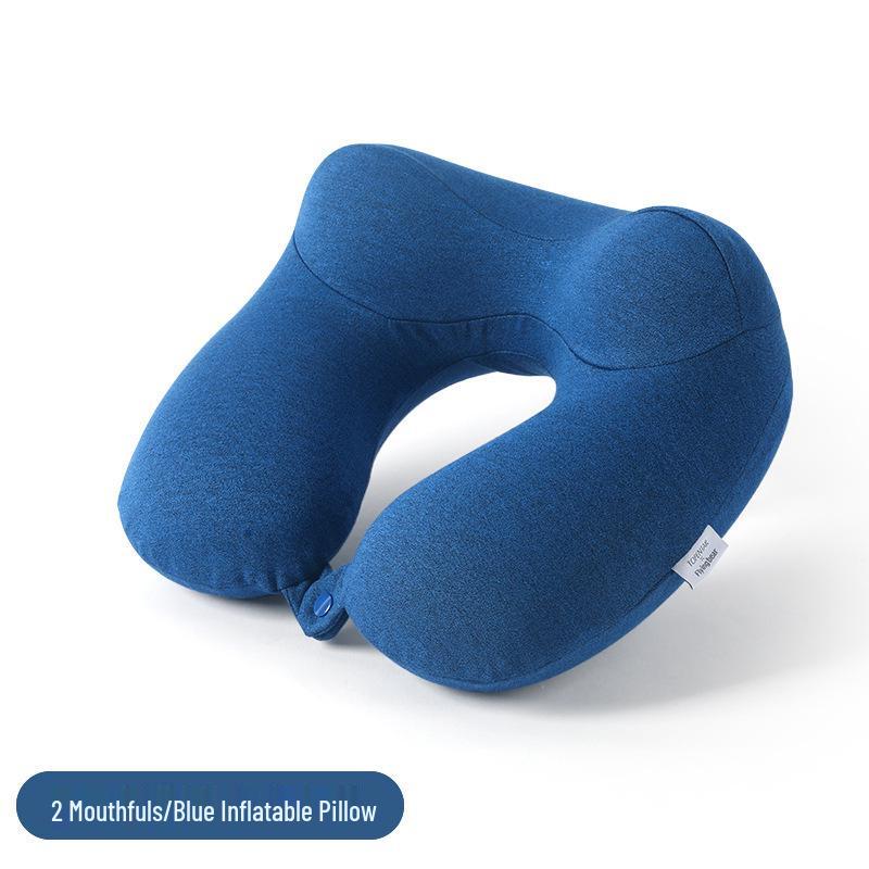 Inflatable U-shaped Travel Neck Pillow - Portable, Ergonomic, Height-Adjustable, Storable Milk Silk Design