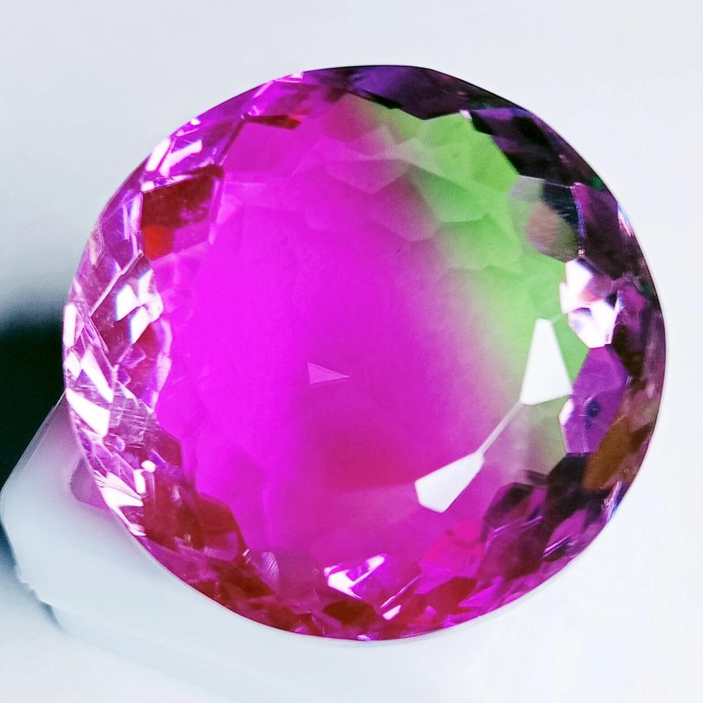 Fabulous Bi-Color Big Tourmaline Natural Round Cut 89-90 Ct Certified Gemstone