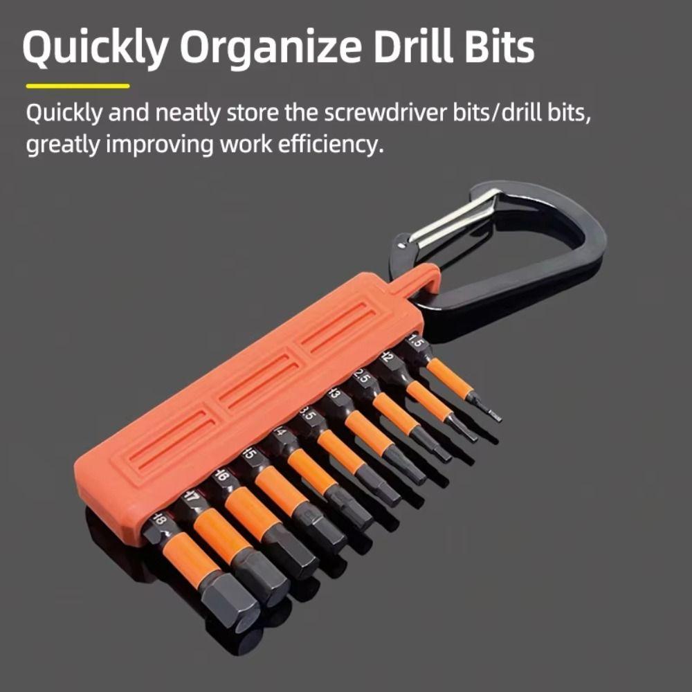 With Carabiner Screwdriver Bit Storage Organizer Portable Shank Holder Drill Bits Storage Case Plastic Screwdriver Bit Holder
