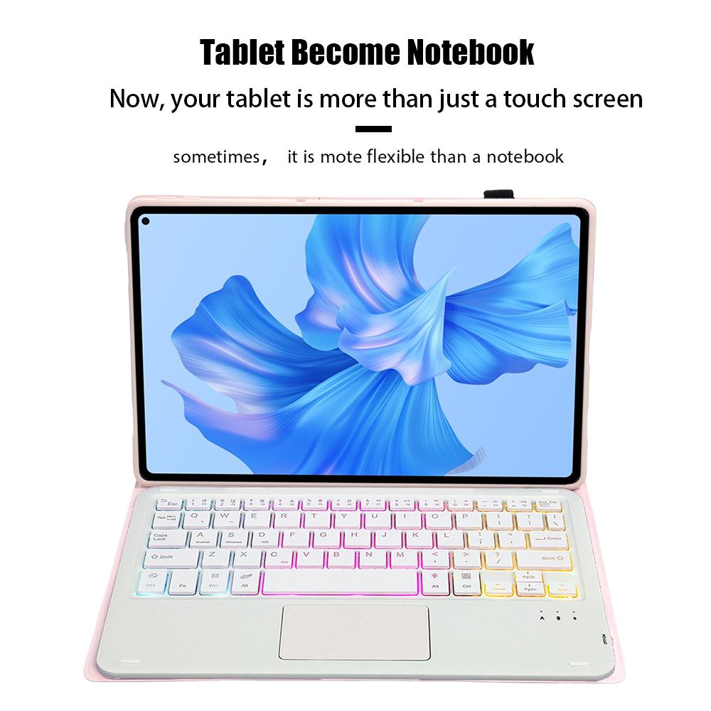 Praktisk, avtakbart trådløst Bluetooth-bakbelyst tastatur med berøringsflatedeksel for Huawei MatePad Pro 11" 2022 TPU-nettbrettdeksel