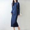 Women Sweater Dress 100% Wool MODERN NEW SAGA O-neck Knit Long Pullover Winter Jumpers Wool Long Dress Female