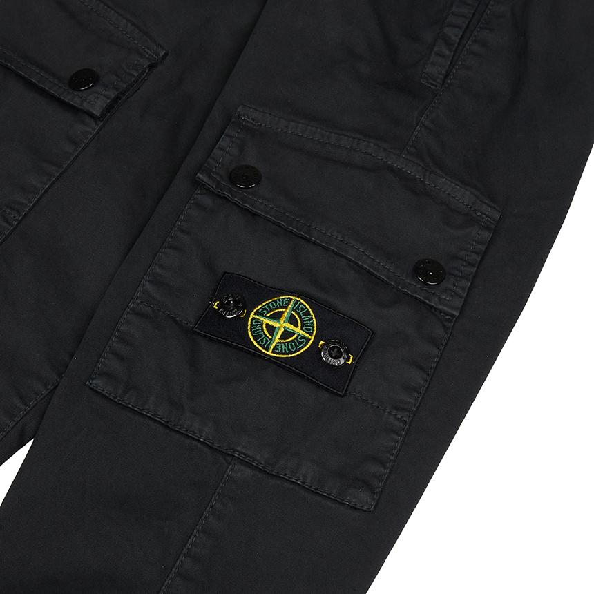 Stone Island Kids Solid Color Mid Waist Zipper Fitted Casual Pants Kids bottoms Black 811630115-V0129