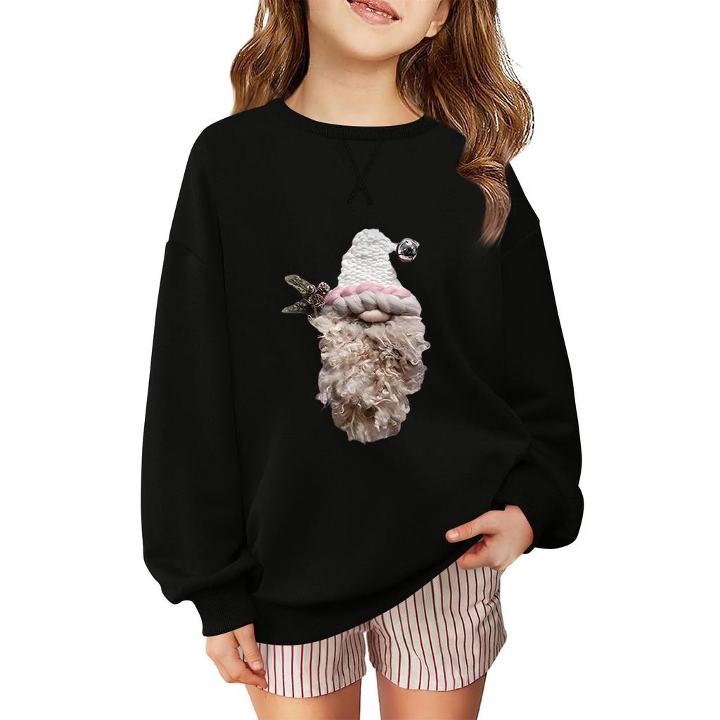 Children's Fashionable Casual Long-sleeved Loose Christmas Print Pullover Sweatshirt