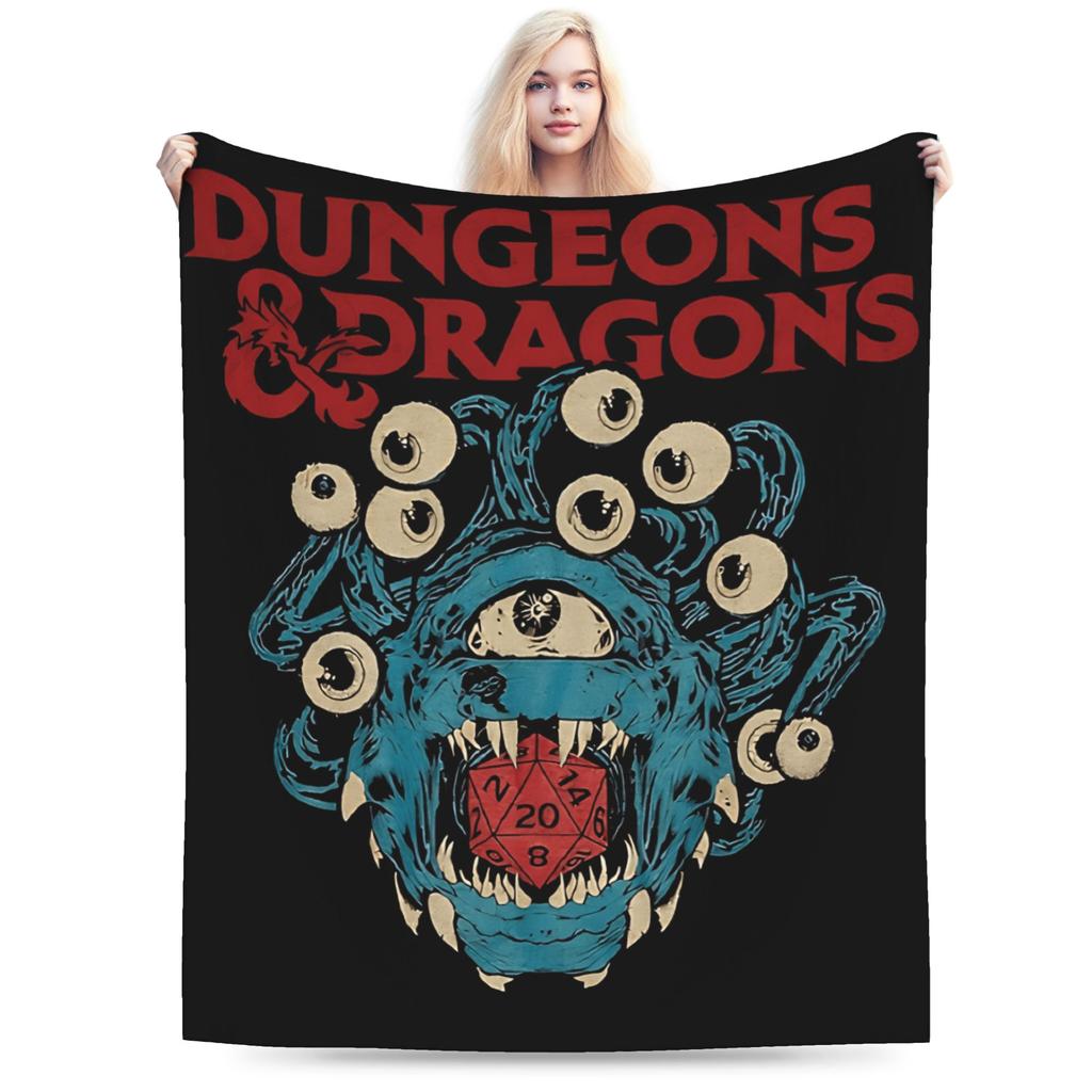 DND D&D Dragon Retro Plush Blanket Child  Flannel Throw Blanket For Outdoor Super Soft Custom DIY Quality Bedspread Gift