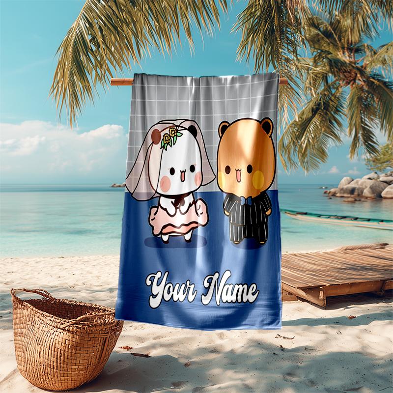 Personalized customized proof beach towel with Bubu Dudu  pattern - soft, absorbent, quick-drying, perfect swimming, camping&bathing