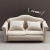Moin Moin Miniature Furniture 1/12 Scale Sofa Set 3 Pieces White Beige Striped Fabric Dollhouse Accessories