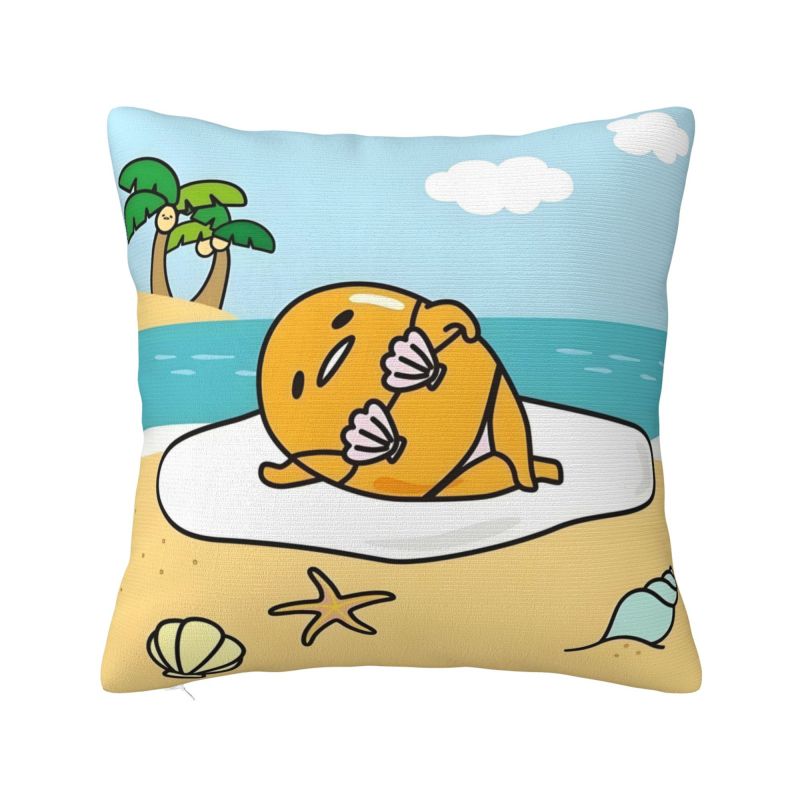 Aangepaste Anime Gudetama Cartoon Kussenhoes 40x40cm Zacht Luxe Sierkussen Woonkamer Decoratie