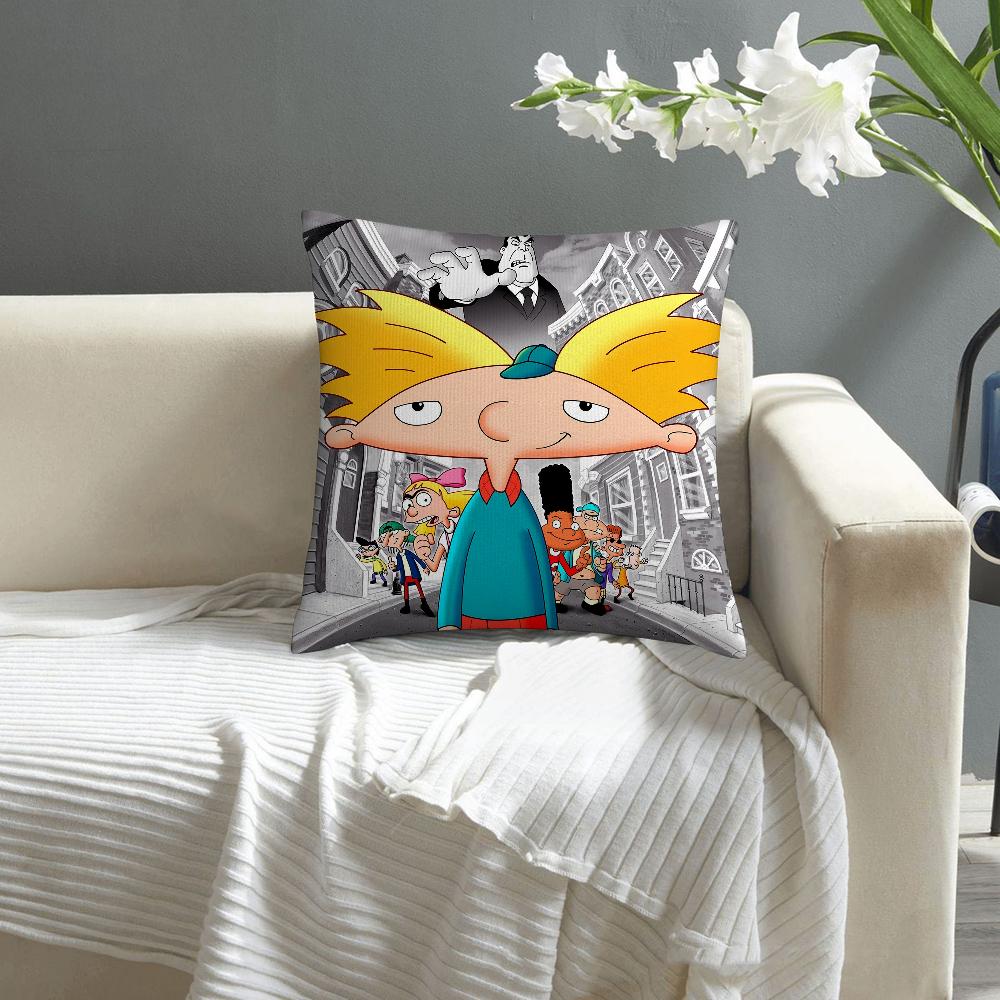 Cartoon Hey A-Arnold Pillow Case Sofa Decorative Home Double-sided Print Plush Square Throw Pillow Covers Cushion Decor Cover