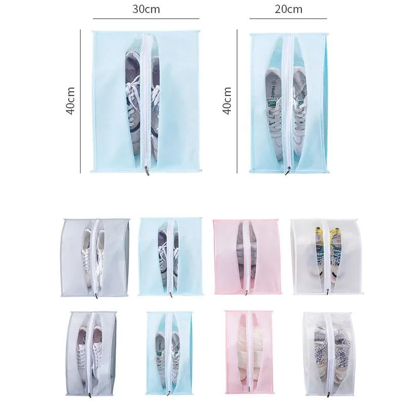 Tranparent PEVA Shoes Bag Portable Waterproof Duseproof Shoes Zipper Storage Bag Classified Hanging Shoes Storage Bags Closet