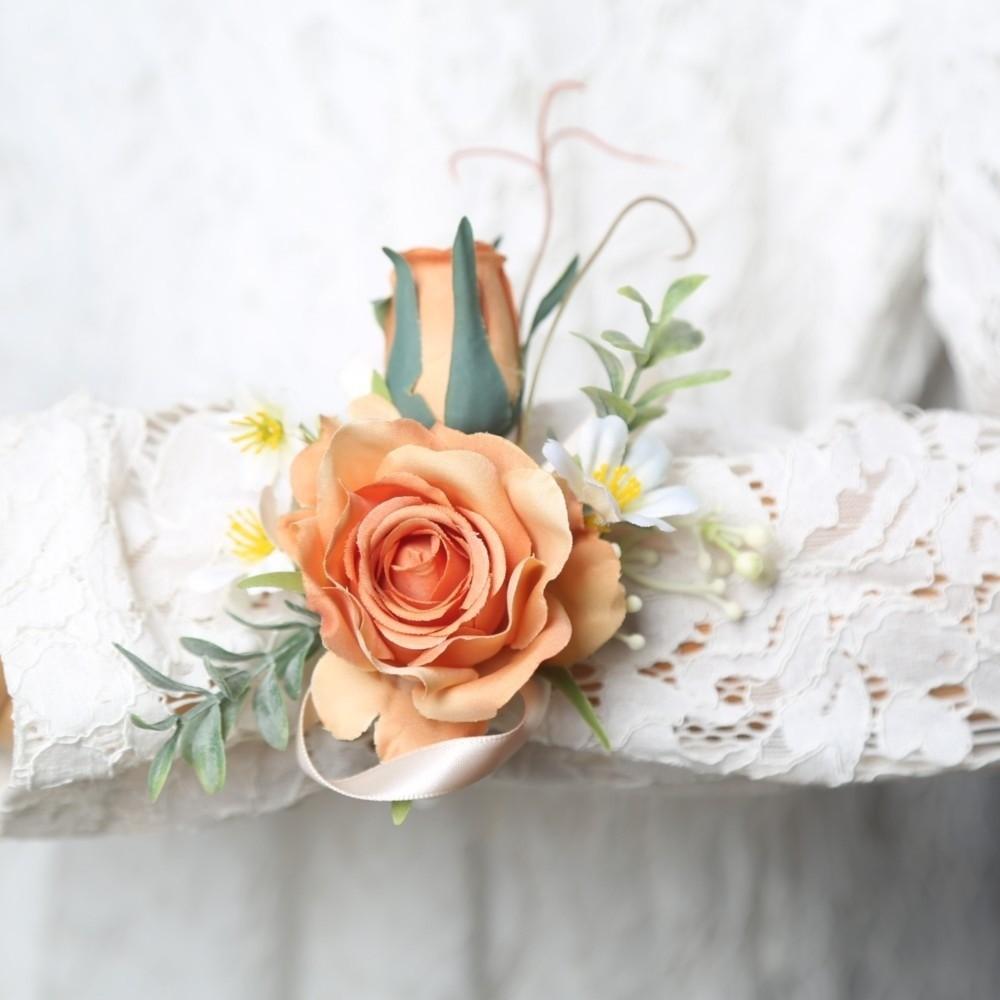Pearl White Roses Artificial Boutonnieres Flowers Silk Flowers Groom's Chest Flower Bride
