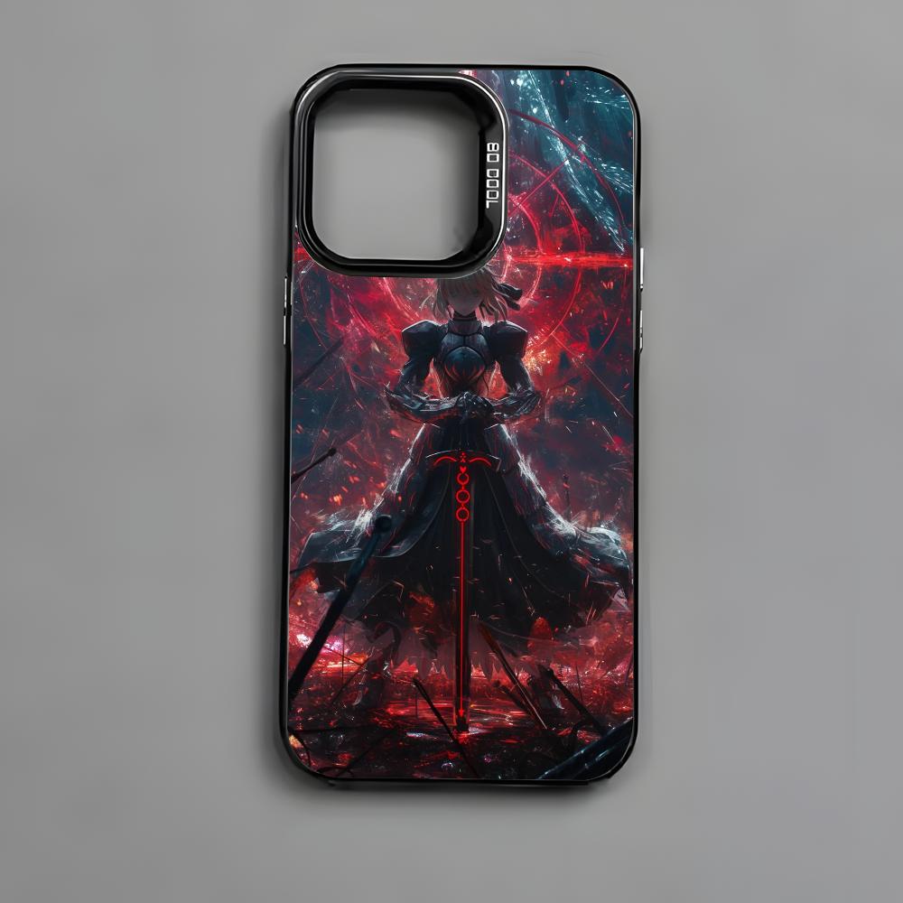 Fate Zero Stay Night S-Saber Phone Case For iPhone 16 15 14 13 12 11 Pro Max Black Matte Multicolor Laser Metallic Aurora Cover