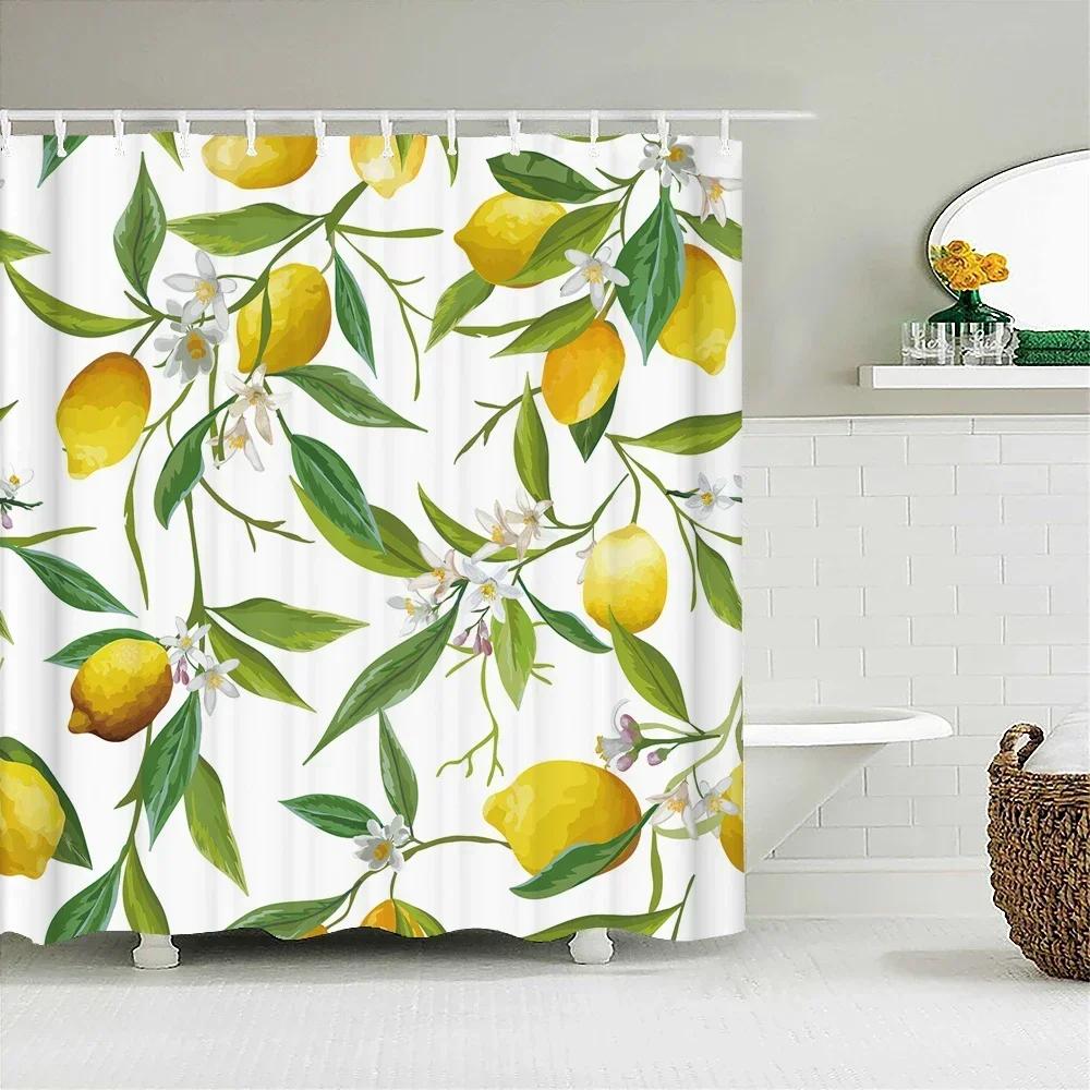 Tropical Fresh Fruit Shower Curtain Bathroom Waterproof Polyester Lemon Pineapple 3D Printing Curtains For Bathroom Shower
