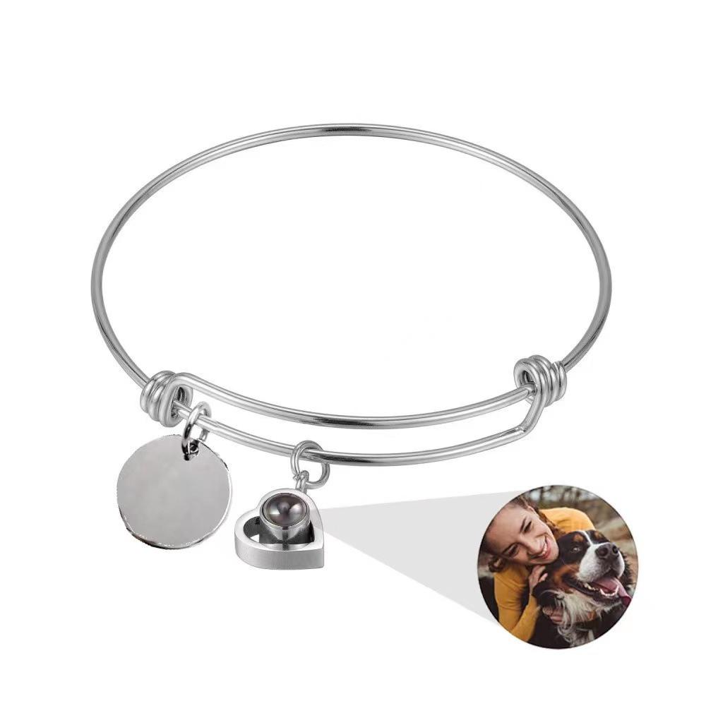 Adjustable Stainless Steel Heart Projection Bracelet