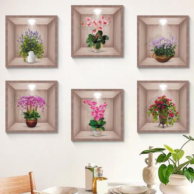 1 Set Creative 3D Vinyl Wall Sticker with Vases Design Green Plants Flower Non-fading Simple Operation Decals for Stunning Room Decoration