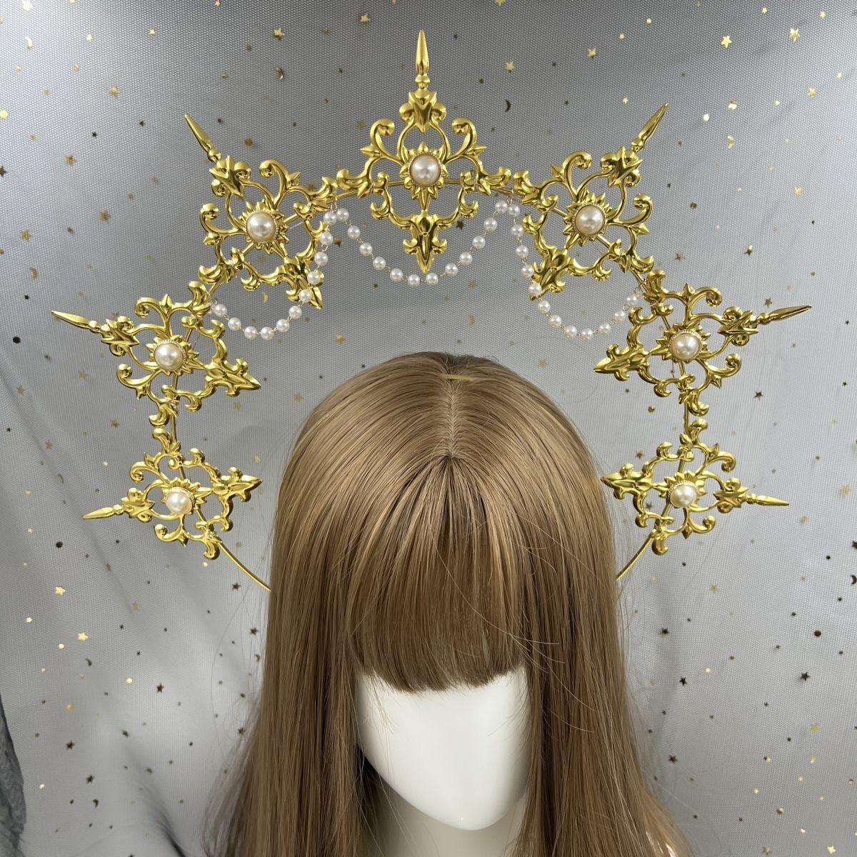 

Хэллоуин костюм повязка на голову вечеринка танцевальная вечеринка украшение аксессуары для волос золото великолепные украшения корона аксессуары B золотистый