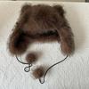 Furry Neck Scarf Hat with Animal Ear Winter Outdoor Sport Shawl Hat Anime Costume Earmuff Hat for Skiing Cold Weather
