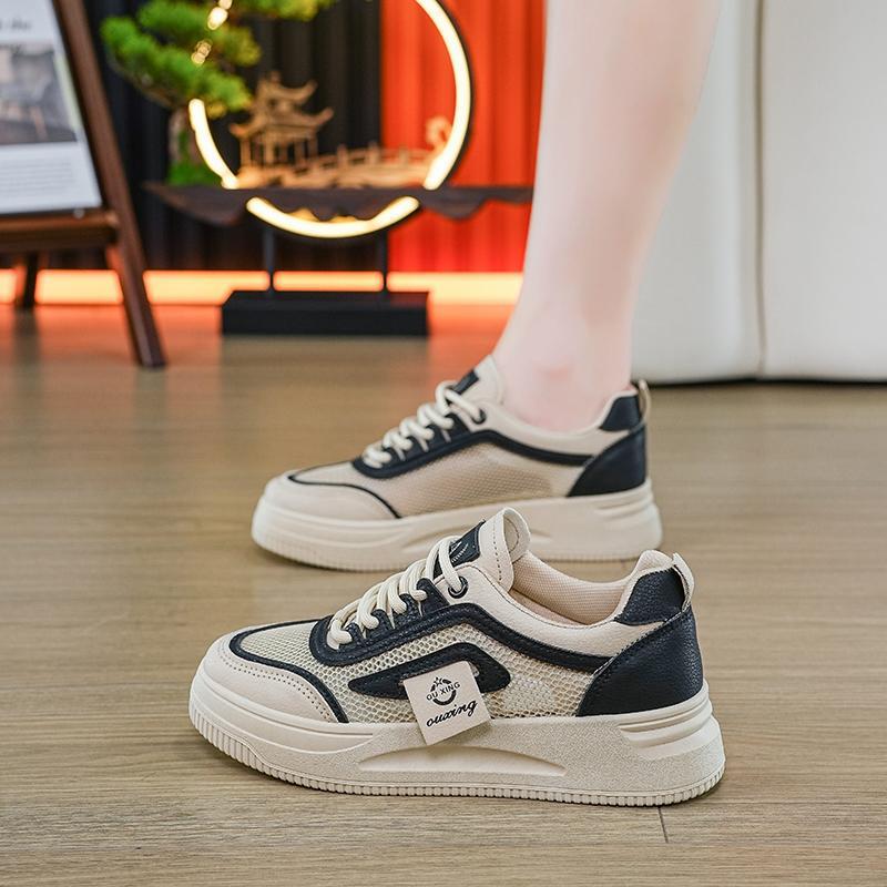 Korean version ins little white shoes students Korean version of female tide 2025 summer new thick-soled breathable casual shoes street little white b