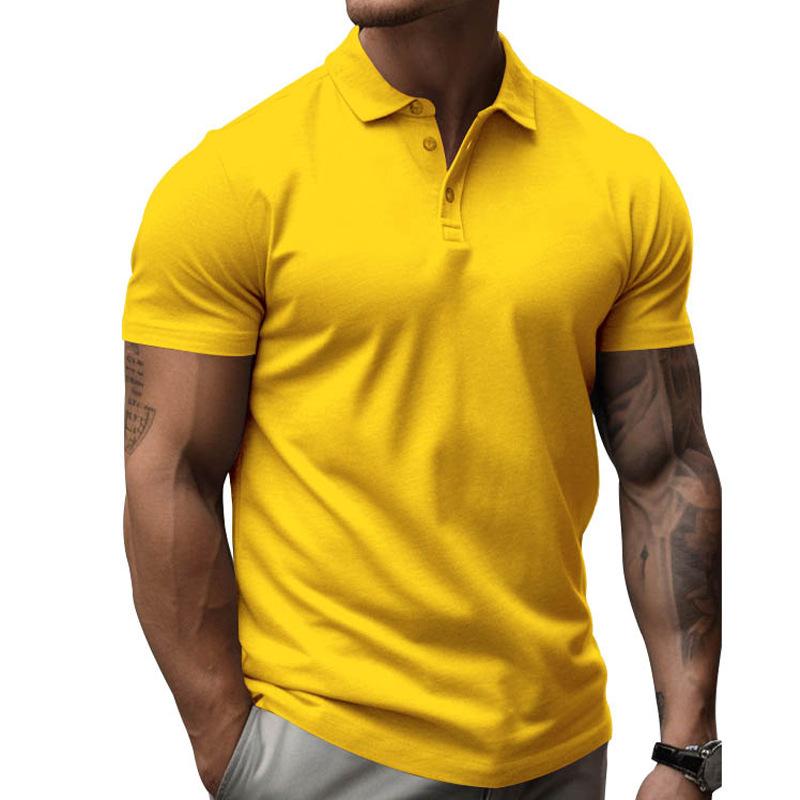 Sommer Herren Freizeit Sport T-Shirt Revers Einfarbig Kurzarm Poloshirt Herrenbekleidung