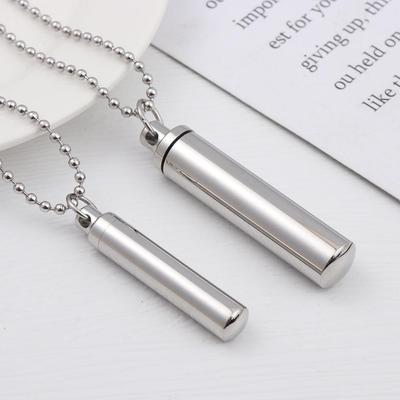 Jewelry Stainless Steel Perfume Vial Pendant Openable Cylindrical Tube Wishing Bottle Necklace