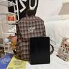 Vintage Plaid Backpack College Style Junior High School Student Schoolbag