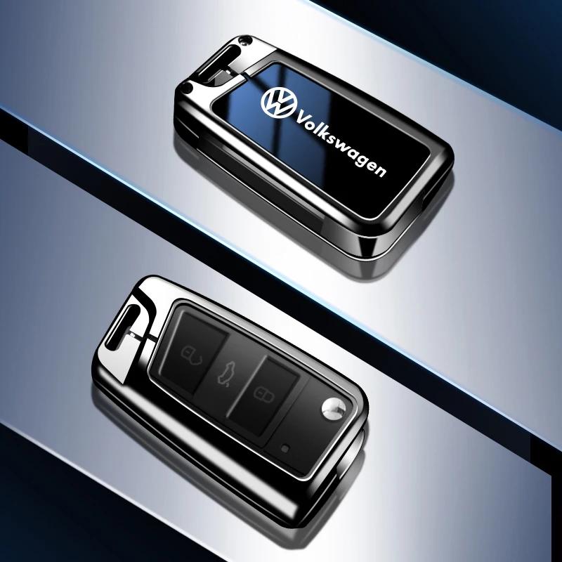 

2025 Hot Zinc Alloy Mirror Face Car Smart Remote Key Cover Fob Case Holder Shell Bag For VW Volkswagen Golf 7 MK7 Tiguan MK2 Acc