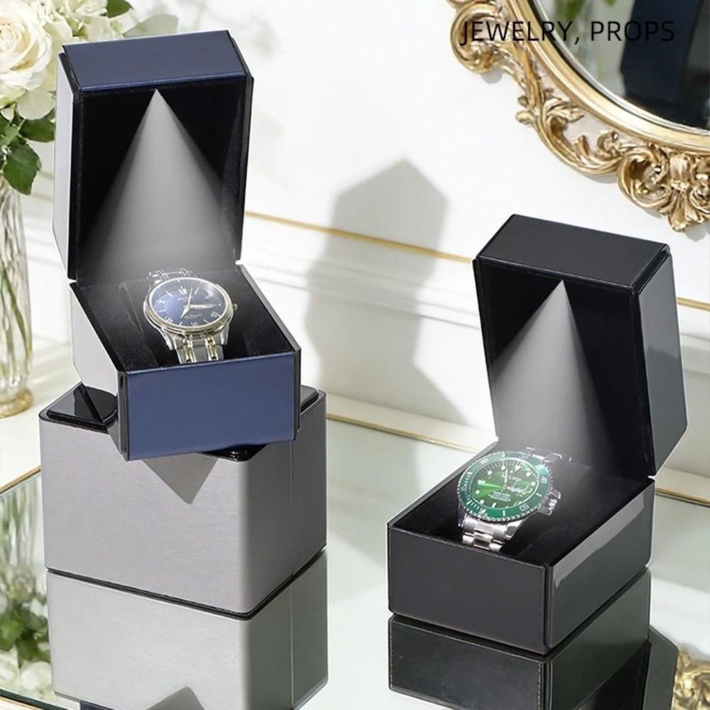 with LED Light Watch Box Flip-Top Lid Wristwatch Display Case Exquisite Watch Storage Case  Watch