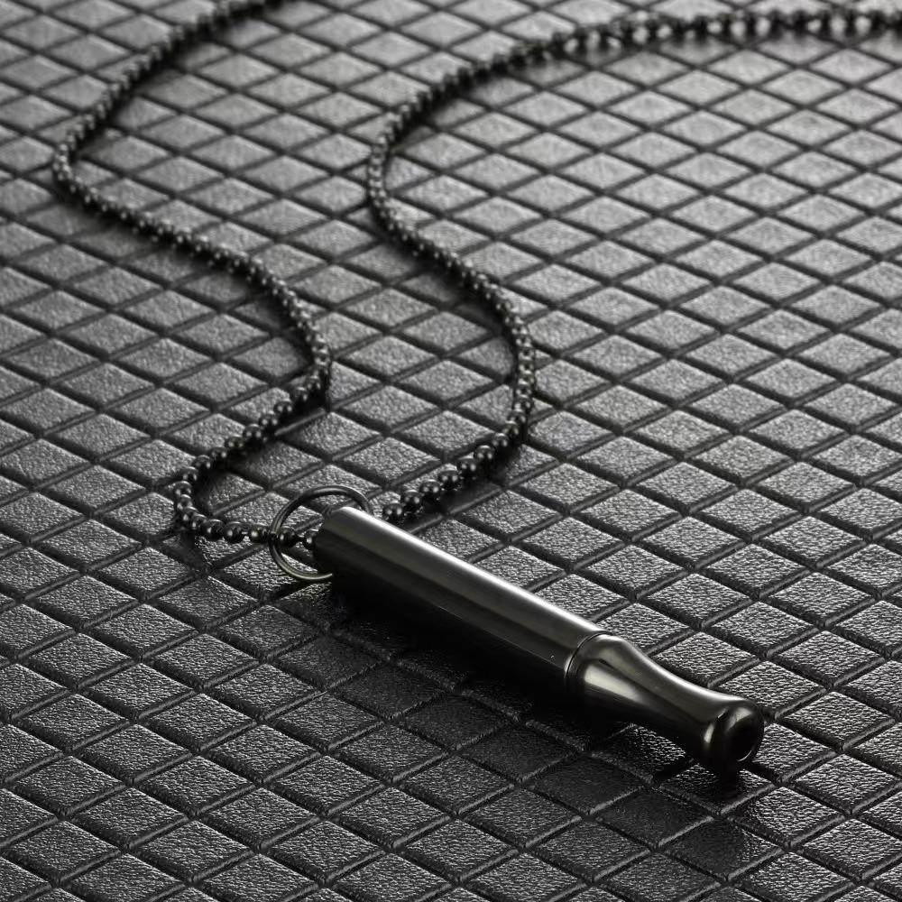 Simple Regulate Breathing Stainless Steel Whistle Pendant Necklace for Men Women Stress Relief Anxiety Meditation Jewelry Gifts