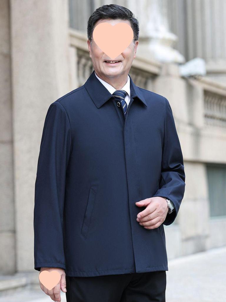 Herren Leichte Freizeitjacke - Frühling/Herbst Stil, Umlegekragen, Knopfverschluss, Lockere Passform für Mittelalte und Ältere.